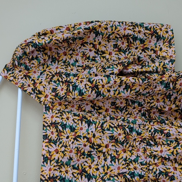 Large Melrose and Market Floral Flower Top Shirt Pink Green Black Cotton - Picture 10 of 14